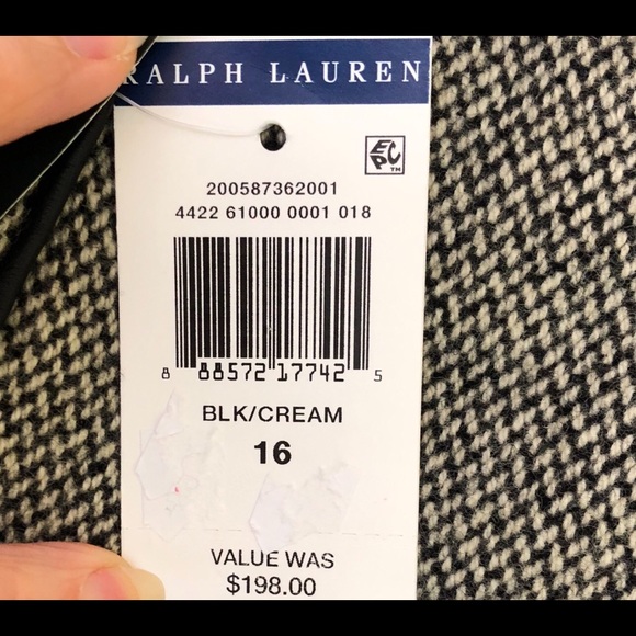 Ralph Lauren Faux Leather Trim Wool Tweed Skirt - Picture 6 of 8